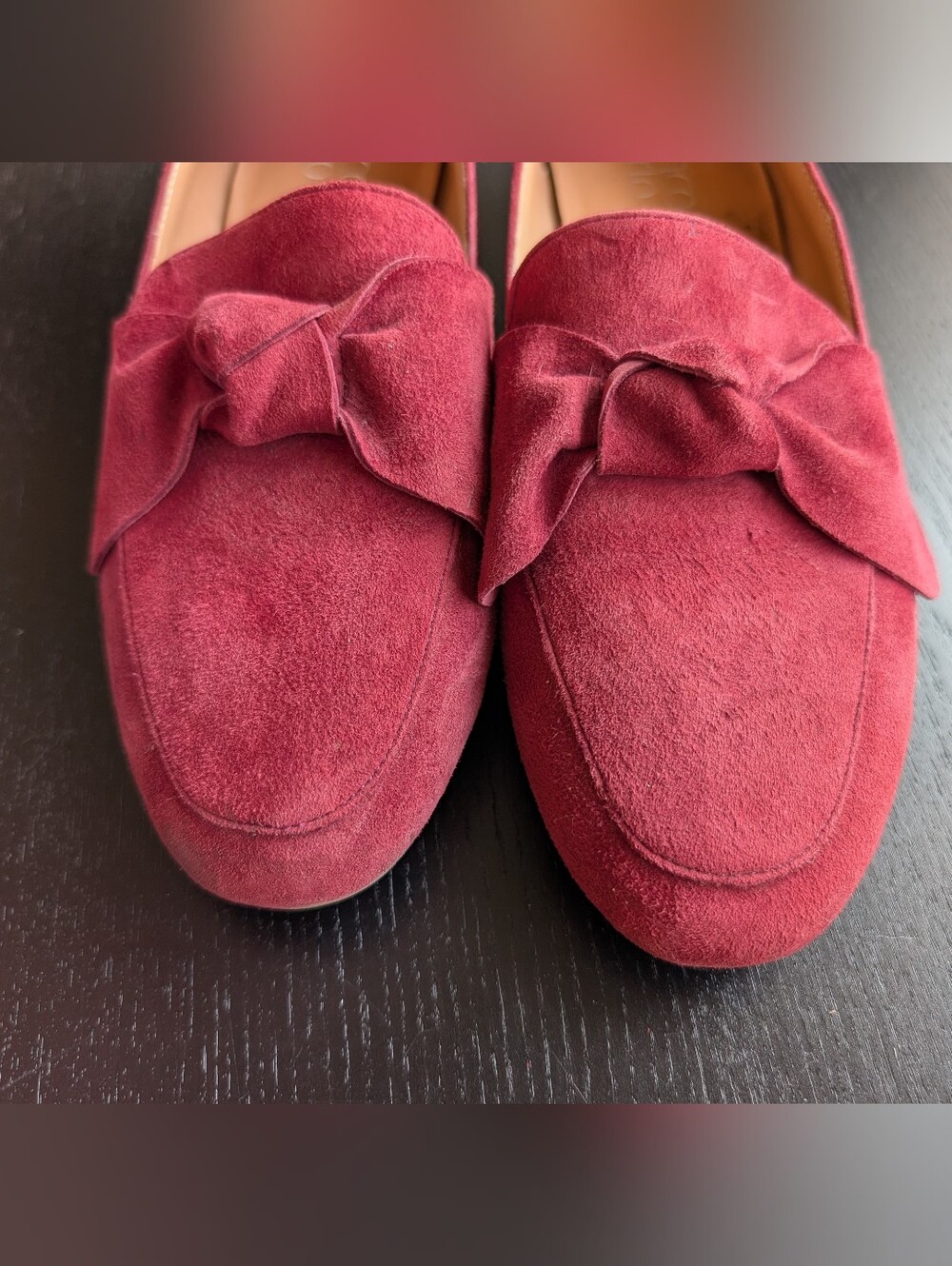 Franco Sarto Red Suede Abyss Shoes with Bow - Picture 6 of 7